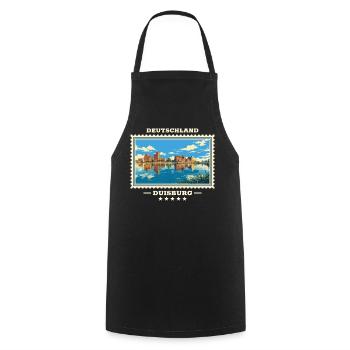 Deutschland Duisburg Vintage Reisemarke - Kochschürze - Schwarz - Vorne - AI Model Male 185 dark (185cm)