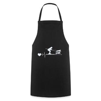 Hund Skijöring Skifahren Wintersport Herzschlag Puls - Kochschürze - Schwarz - Vorne - AI Model Male 185 dark (185cm)