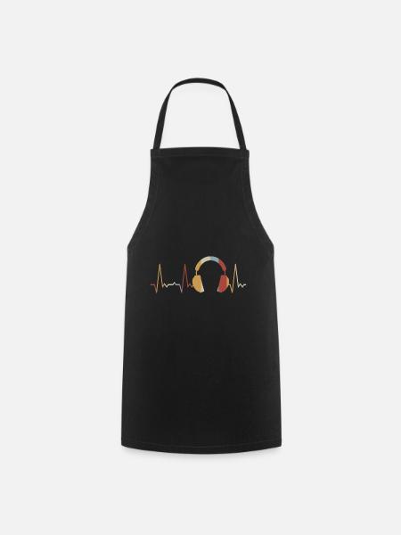 Heartbeat Headphones - Cooking Apron - black