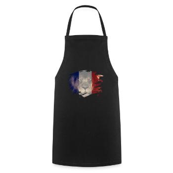 France Flag & African Lion Picture - Cooking Apron - black - Front - AI Model Male 185 dark (185cm)