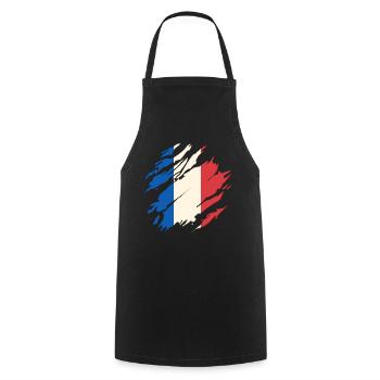 Frankreich Flagge Risse Französische Fahne Heimat - Kochschürze - Schwarz - Vorne - AI Model Male 185 dark (185cm)