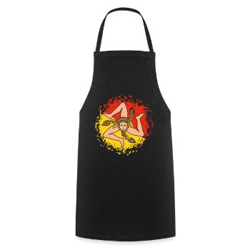 Sicile Drapeau Italie Palermo Trinacria Italia - Tablier de cuisine - noir - Devant - AI Model Male 185 dark (185cm)