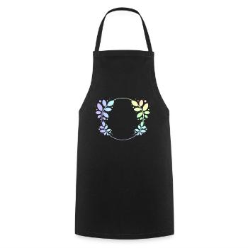 Cadre rond coloré feuilles couronnes - Tablier de cuisine - noir - Devant - AI Model Male 185 dark (185cm)