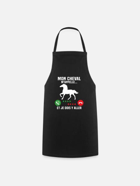 mon cheval m'appelle et je dois y aller - Tablier de cuisine - noir
