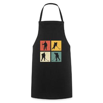 retro hockey t-shirt hockey sur glace - Tablier de cuisine - noir - Devant - AI Model Male 185 dark (185cm)