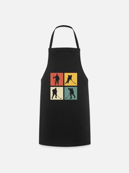 retro hockey t-shirt hockey sur glace - Tablier de cuisine - noir
