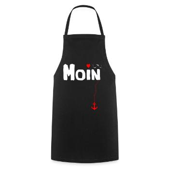 Moin Plattdeutsch Begrüßung Norddeutschland - Kochschürze - Schwarz - Vorne - AI Model Male 185 dark (185cm)