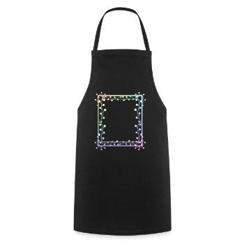 Cadre carré coloré avec des fleurs - Tablier de cuisine - noir - Devant - AI Model Male 185 dark (185cm)