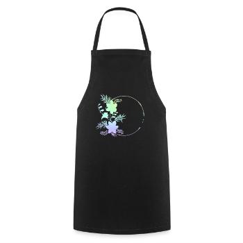 Circular frame flowers ornaments - Cooking Apron - black - Front - AI Model Male 185 dark (185cm)