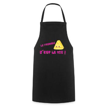 Le fromage c'est la vie made in france - Tablier de cuisine - noir - Devant - AI Model Male 185 dark (185cm)