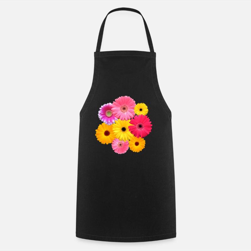 Gerbera Blume bunt blühende Gerberas Blüten floral - Kochschürze - Schwarz