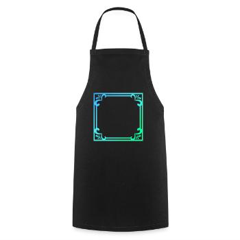 Cadre bleu avec cadeau d’ornements - Tablier de cuisine - noir - Devant - AI Model Male 185 dark (185cm)