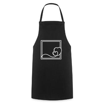 White Heart Frame Square Decoration - Cooking Apron - black - Front - AI Model Male 185 dark (185cm)