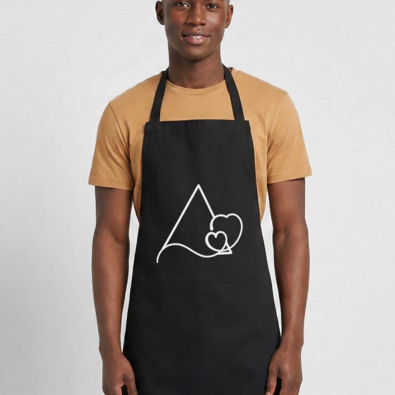 Triangular frame with hearts basic text Cooking Apron