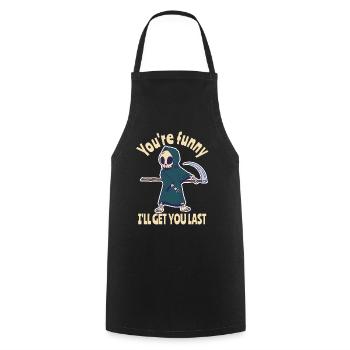 Drôle Grim Reaper Squelette Costume d’Halloween - Tablier de cuisine - noir - Devant - AI Model Male 185 dark (185cm)