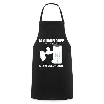 Guadeloupe Au Téléphone cadeau humour - Tablier de cuisine - noir - Devant - AI Model Male 185 dark (185cm)