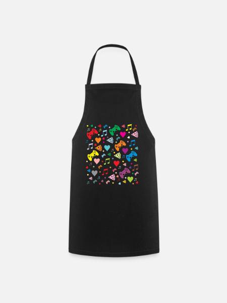 Game Pattern - Cooking Apron - black