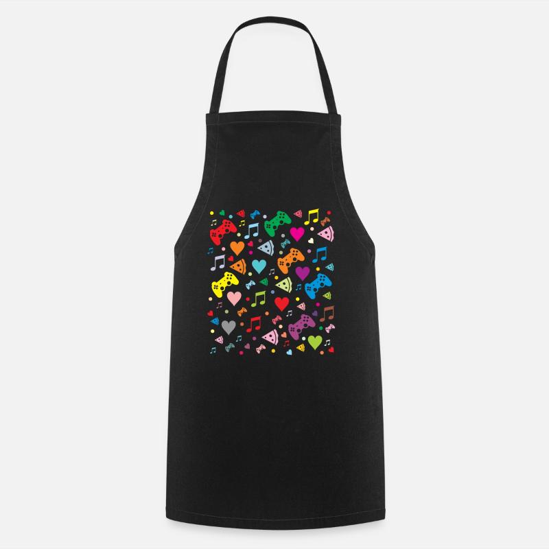 Game Pattern - Cooking Apron - black