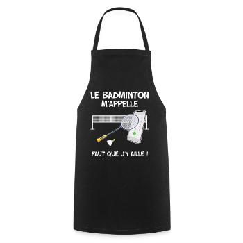 Badminton Humour Cadeau Femme Ou Homme - Tablier de cuisine - noir - Devant - AI Model Male 185 dark (185cm)