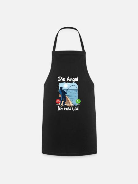 Die Angel ruft an... Aus dem Weg, ich muss los! - Kochschürze - Schwarz