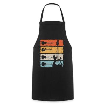 Guitar Retro Electric Guitar Guitarist - Cooking Apron - black - Front - AI Model Male 185 dark (185cm)