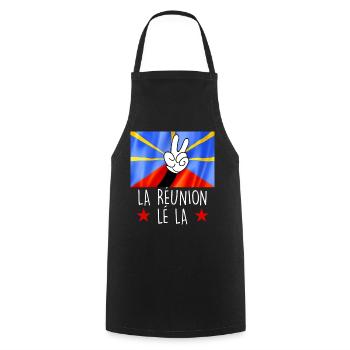 Drapeau La réunion lé la - Tablier de cuisine - noir - Devant - AI Model Male 185 dark (185cm)