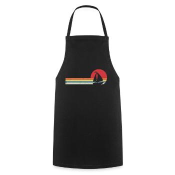 bateau à voile retro t-shirt voilier bateau - Tablier de cuisine - noir - Devant - AI Model Male 185 dark (185cm)