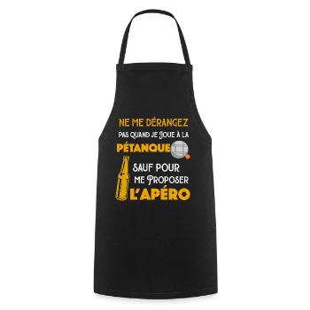 Pétanque Apéro Bière Pour Papy - Tablier de cuisine - noir - Devant - AI Model Male 185 dark (185cm)