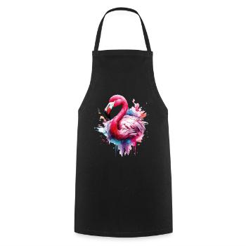 Flamingo Bird Exotic Summer Splash Pink Pink - Cooking Apron - black - Front - AI Model Male 185 dark (185cm)