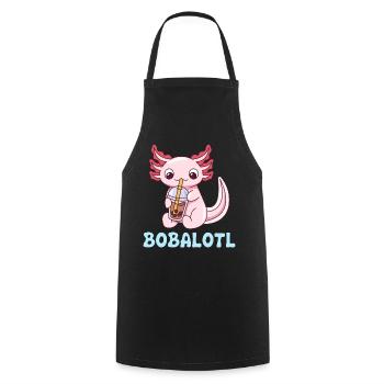 Bobalotl Pun Design for Axolotl Lovers - Cooking Apron - black - Front - AI Model Male 185 dark (185cm)