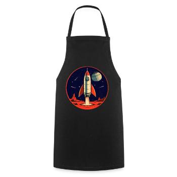 Lancement d’une fusée depuis la planète Terre - Voyage sur la Lune - Tablier de cuisine - noir - Devant - AI Model Male 185 dark (185cm)