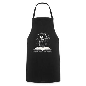 La magie des mots - Fée des livres - Tablier de cuisine - noir - Devant - AI Model Male 185 dark (185cm)