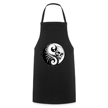 Yin Yang Skull // Totenkopf Symbol FS0169 - Cooking Apron - black - Front - AI Model Male 185 dark (185cm)