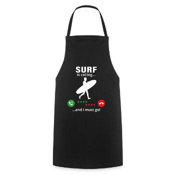Surf is calling and i must go - Cooking Apron - black - Front - AI Model Male 185 dark (185cm)