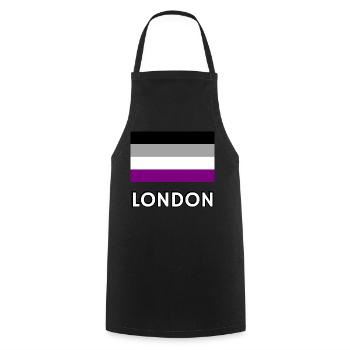 Drapeau de la fierté asexuelle de Londres - Tablier de cuisine - noir - Devant - AI Model Male 185 dark (185cm)