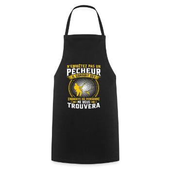 pêche cadeau pêcheur - Tablier de cuisine - noir - Devant - AI Model Male 185 dark (185cm)