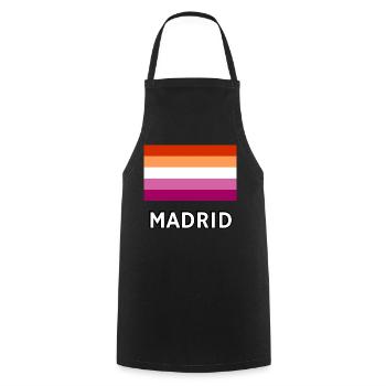 Lesbian Pride Flagge Madrid - Kochschürze - Schwarz - Vorne - AI Model Male 185 dark (185cm)