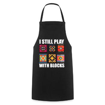 Funny Quilting I Still Play With Blocks Quilt - Tablier de cuisine - noir - Devant - AI Model Male 185 dark (185cm)