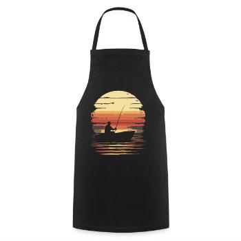Fishing Boat Fishing Vintage Sunset - Cooking Apron - black - Front - AI Model Male 185 dark (185cm)