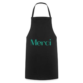 MERCI. MAÎTRESSE. MAÎTRE. MERCI MAÎTRESSE - Tablier de cuisine - noir - Devant - AI Model Male 185 dark (185cm)