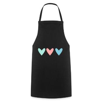 HAPPY MOTHER'S DAY. MOM. MOTHER's DAY. HEART - Cooking Apron - black - Front - AI Model Male 185 dark (185cm)