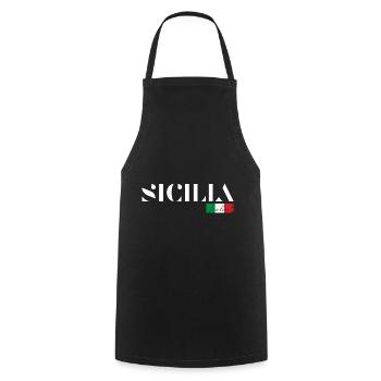 SICILE SICILIA ITALIE ITALIA VACANCES (w) - Tablier de cuisine - noir - Devant - AI Model Male 185 dark (185cm)