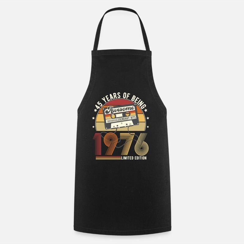 Né en 1976 45e anniversaire rétro - Tablier de cuisine - noir