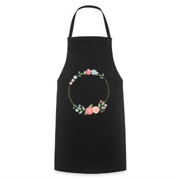 Une couronne de fleurs. Moderne. Personnalisable comme cadeau - Tablier de cuisine - noir - Devant - AI Model Male 185 dark (185cm)