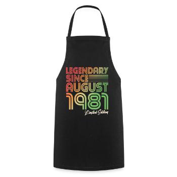 Août 1981 Anniversaire rétro vintage cadeau - Tablier de cuisine - noir - Devant - AI Model Male 185 dark (185cm)