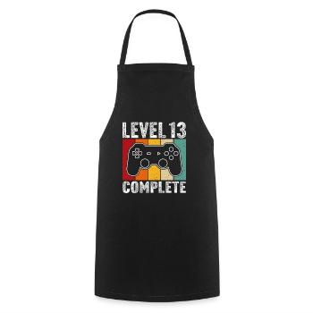 13.Geburtstag - 13 Jahre Gamer Level 13 complete - Kochschürze - Schwarz - Vorne - AI Model Male 185 dark (185cm)