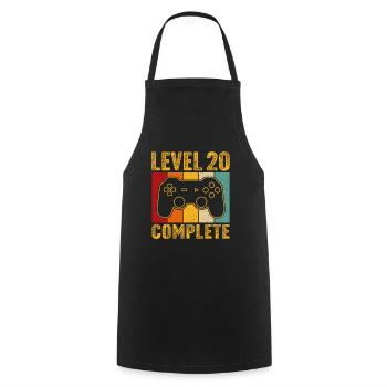 20.Geburtstag - 20 Jahre Gamer Level 20 complete - Kochschürze - Schwarz - Vorne - AI Model Male 185 dark (185cm)
