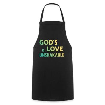 Glaube: Gottes Liebe ist unerschütterlich - Kochschürze - Schwarz - Vorne - AI Model Male 185 dark (185cm)