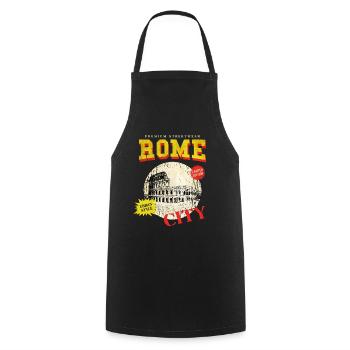 Rome Italy City Skyline Colosseum Vintage Retro - Cooking Apron - black - Front - AI Model Male 185 dark (185cm)