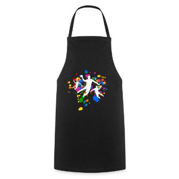 Handball avec feux d’artifice colorés - Tablier de cuisine - noir - Devant - AI Model Male 185 dark (185cm)